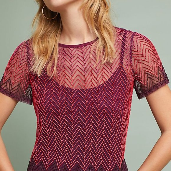 Moulinette Soeurs Tops - Moulinette Soeurs Corinne Chevron Beaded Top from Anthropologie